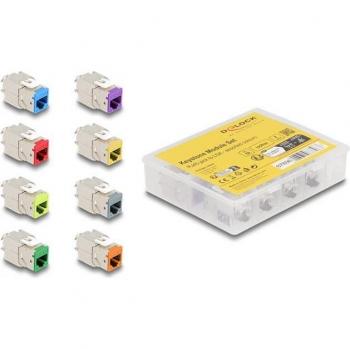 Ensemble 8 modules DeLOCK RJ45 Femelle à LSA Cat 6A – Pack multicolore