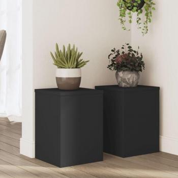 Soportes para Plantas TORANA 2 uds de Madera Negra 25x25x35 cm