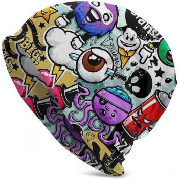 Unisex Hip Hop Beanie with Cartoon Art