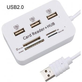 Kebidu USB Hub mit 3 Ports und Kartenleser