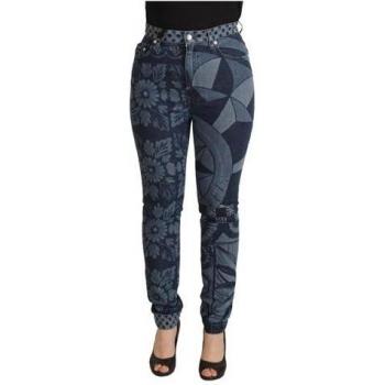 Pantalone Denim Blu D&G Stampa Floreale