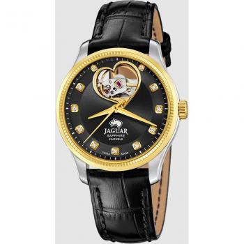 Montre Femme Jaguar Montre-Bracelet Coeur en Cuir Noir Uj995/B