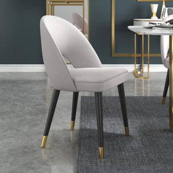Set of 2 Light Gray Upholstered Dining Chairs