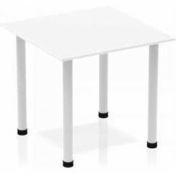 Impulse 800mm Square Table White Top Silver Post Leg BF00203 82888DY