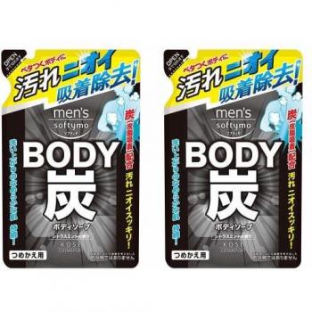 KOSE Softymo Men's Charcoal Cleansing Soap Refill 400ml x 2
