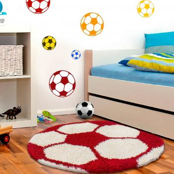 Tapis d’enfant football rond 100 cm rouge et blanc