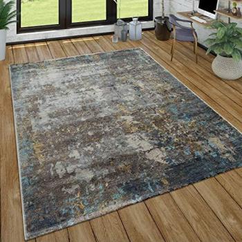 Couchage pour salon en tapis Poils Ras, rendu peinture à l'huile, style usé, moderne, gris – 60 x 100 cm