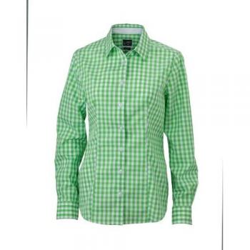 XL Green‑White Plaid Blouse by James & Nicholson (JN616)