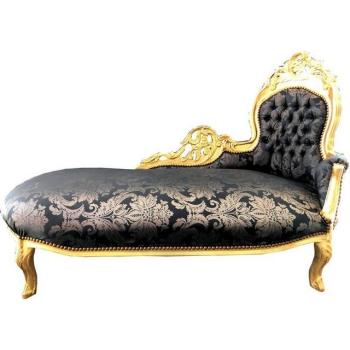 Casa Padrino Barock-Recamiere Chaiselongue Schwarz/Gold
