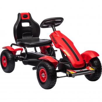 Red Kids Pedal Go Kart with Handbrake and Adjustable Seat