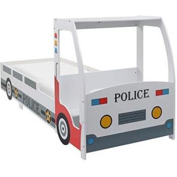 Letto a Forma di Auto della Polizia con Scrivania 90x200 cm
