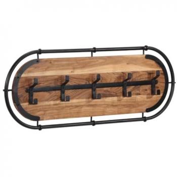 Perchero de pared con 5 ganchos madera maciza de mango