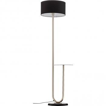 Lampadaire PONGO en métal noir avec éclairage doux et tablette pratique