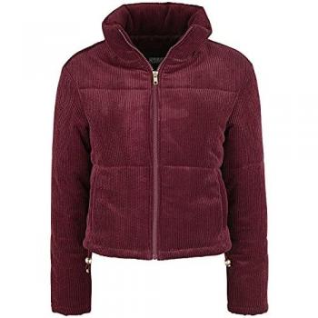 Giacca in Corduroy Puffer Bordeaux 5XL per Donna Urban Classics