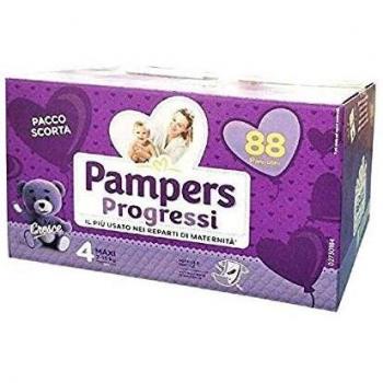 Pannolini Quadripack Pampers Progressi Maxi 88 Pezzi
