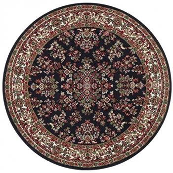 Soft Velours Oriental 140cm Circular Rug – Black Edition