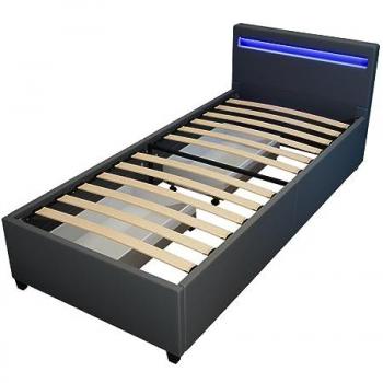 LED Bett NUBE 90 x 200 cm mit Schubladen und Matratze