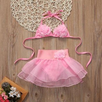 Traje de Playa Bikini Rosa 1-6 años