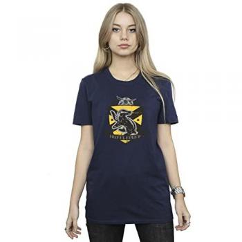Navy Hufflepuff Badge Boyfriend Cotton Top