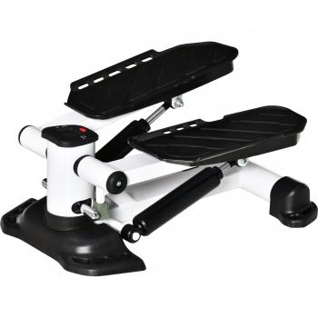 HOMCOM Mini Stepper Fitnessgerät mit LCD-Bildschirm und großen Pedalen, kompakt und robust in Weiß/Schwarz