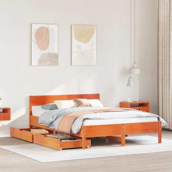 Lit Simple en Pin Cire Marron 140x200cm