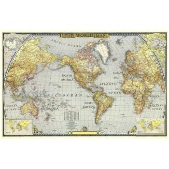 Mapa del Mundo Retro en Papel Kraft
