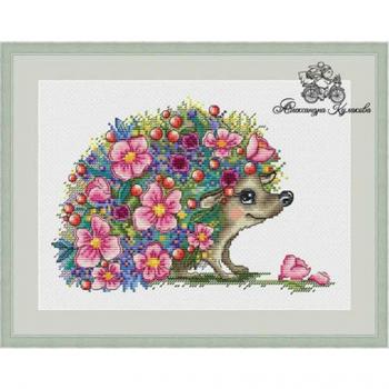 Kit de punto de cruz con erizo y flores