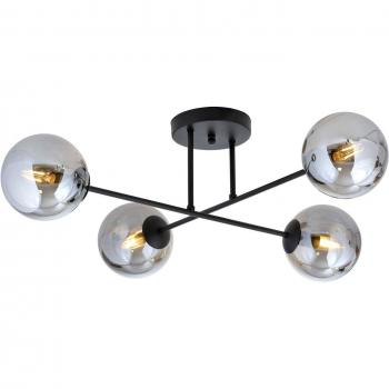 4-Bulb Crossed Ceiling Lamp by Euluna, Black/Graphite