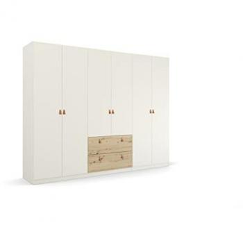 Drehtürenschrank RAUCH Homey by Quadra Spin, Holzwerkstoff, 271 cm x 210 cm x 54 cm, mit cognacbraunen Ledergrifflaschen