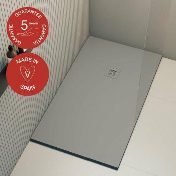 Plateau de douche POALGI – 75x120 cm – Gris – Antidérapant C3 – Texture ardoise – Serie Hos's