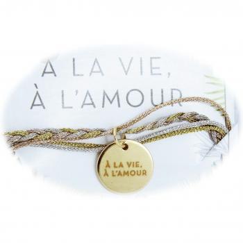 Bijou de Lily – Bracelet Doré Beige 15 mm « À l’Amour »