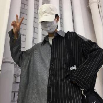 Männer‑Patchwork‑Oversize‑Bluse im koreanischen Stil