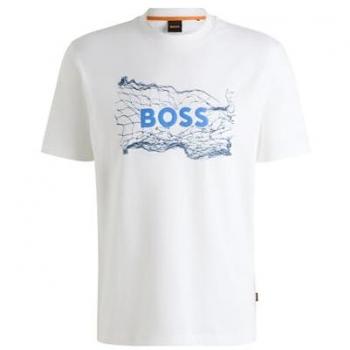 Maglia BOSS Space Logo 50539186 in bianco Regular Fit