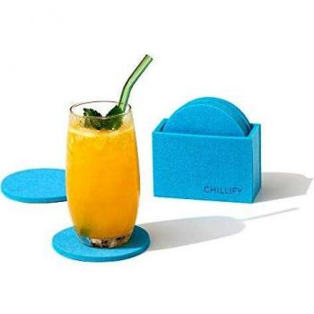 Chillify 8er Set Filz Getränkeuntersetzer mit Aufbewahrungsbox