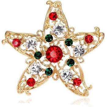 Broche de Noël étoilée en strass pour femmes