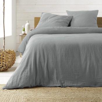 Juego de Cama Doble de Gasa, 240 x 220 cm, Color Gris
