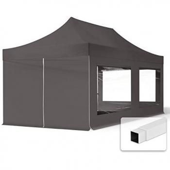 TOOLPORT Tente Pliante 3x6 m – Acier, Côté Panorama – Gris Foncé