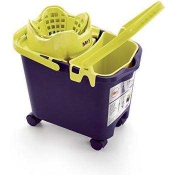 Cubo rectangular con ruedas 14 L y escurridor Mery