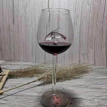 Creative Shark Wine Glass with Starfish Design