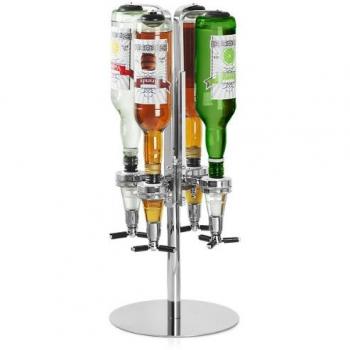 Rotary 4 Bottle Stand Rotating Drinks Dispenser Optics Dispenser for Spirits New