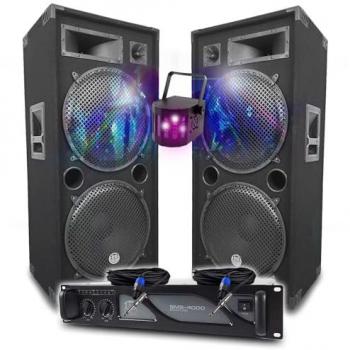 Pack DJ Sonic 4000 W : Amplificateur, 2xEnceintes Passives, Câbles Speakon
