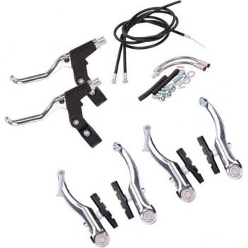 Complete Mountain Bike V-Brake System with Levers and Cables (Front + Rear)
