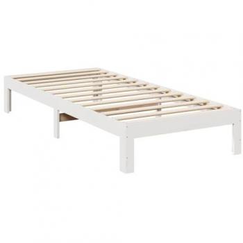 VidaXL Kiefernholz-Bett 80×200 cm, weiß, ohne Matratze