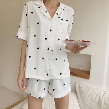 Lovely Heart Print Pajama Set for Women
