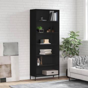Vidaxl Aparador alto de madera de ingeniería negro 69,5x32,5x180 cm