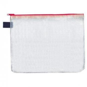 Pochette de collecte à fermeture éclair, format DIN B6, dimensions 230 mm × 183 mm, rouge, lot de 10