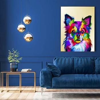 Tookeen Framed Oil Painting on Canvas (16x12) – Numbered DIY Kit, Dog Design