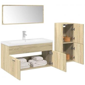 Juego de Armarios Baño 4 Unidades Contrachapado