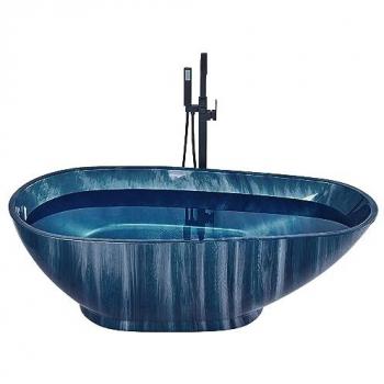 Beliani baignoire en acrylique autoportante forme ovale effet marbre bleue marine Rioja
