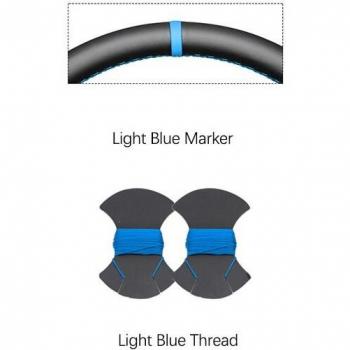 Black Suede Car Steering Wheel Cover with Blue Detailing for Toyota Aygo 2 & Aygo X